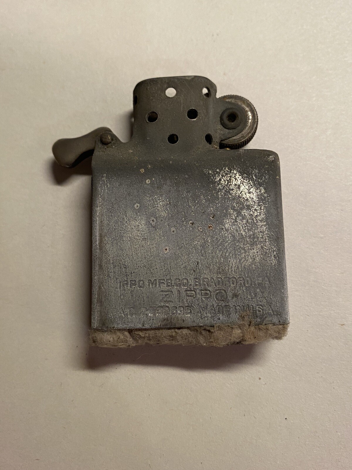 Vintage WW2 Black Crackle Zippo Lighter 3 Barrel 1940s 14 Hole Insert