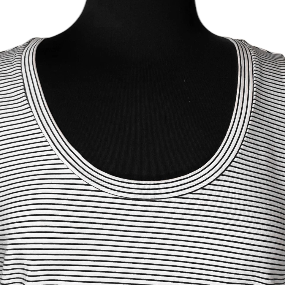 Theory Women's Easy Tank Black Cream Ranmire Stripe Stretch Sleeveless Top L NWT - Изображение 4 из 4