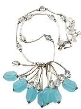 Vintage 925 Sterling Silver Blue Stone Rock Crystal Necklace