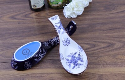 SAMANA COLLECTION Set of 2 EURO BLUE STONEWARE Spoon Rest by LORREN HOME TRENDS