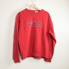 Fila Men's XL Red Brand Logo Graphic Cotton Blend Long Sleeve Sweatshirt