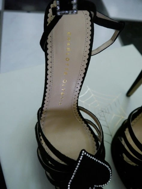 全新带盒 100% 正品 Charlotte Olympia 黑色杰克凉鞋 38 码 — 第 3/4 张图片