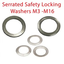 Serrated Safety Locking Washers Type S Sizes from M3 to M16 Stainless Steel