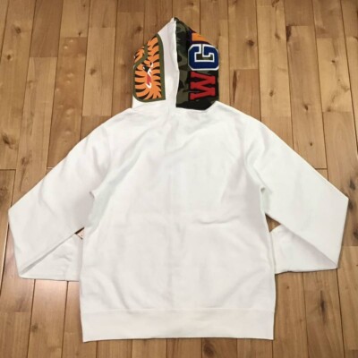 BAPE Shark full zip hoodie 1st camo white A Bathing Ape Size L | eBay