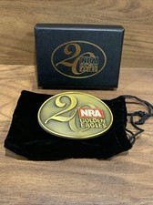 NRA Golden Eagles 20th Anniversary Belt Buckle - Red Logo - Brass