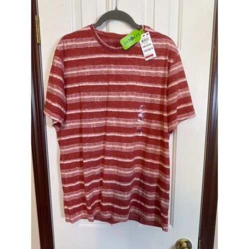 INC International Concepts Striped Casual Tee Crew Neck Short Sleeve Medium