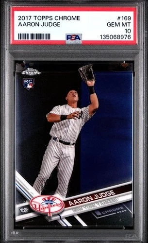 2017 Topps CHROME #169 Aaron Judge Catching Yankees RC Rookie PSA 10 GEM MINT