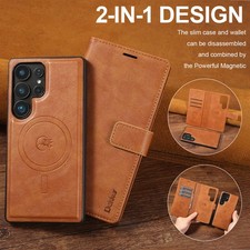 Detachable Wallet Magnetic Case Full Leather Cover For Samsung S26 Ultra/S25/S24