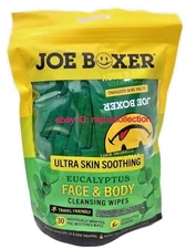  Sealed 🩳 Joe Boxer 🌿 Eucalyptus Face & Body Cleansing Wipes 30WIPES A PACK 🆕