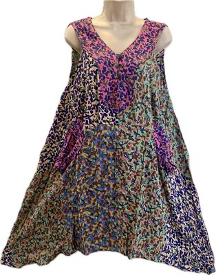 Sacred Threads Hippie Boho Gypsy Festival Patchwork Big Pocket Dress 224233 L/XL