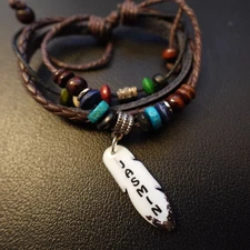 Jasmin Personalized Boho Bracelet Brown Leather Stack Hippie Indie Name Gift