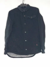 Quik Silver Mens Jacket Coat Size Small Solid Black Collared Snaps Pockets