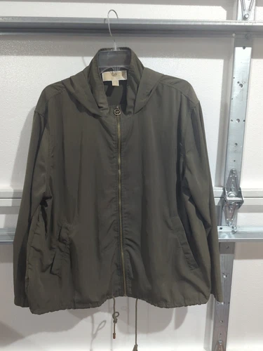 Giacca antipioggia leggera Michael Kors con cappuccio e zip intera perfetta per l'autunno taglia XL