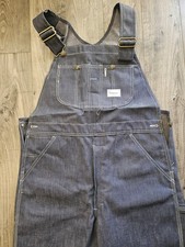 NOS W/Tags Vintage 60s Sears Tradewear Overalls 36x32 Blue Denim Carpenter Bibs