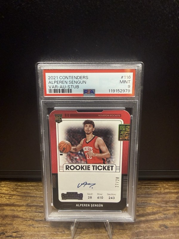 2021-22 Panini Contenders Alperen Sengun Rockets Rookie Auto PSA 9 /28