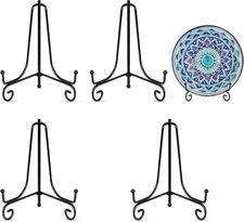 vivinin 4 Pack Plate Stands For Display,Plate Holder 6 '',Picture Frame Black 