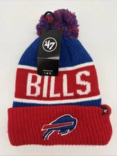 47 Brand NFL Unisex One Size Buffalo Bills Knit Pom Beanie Blue/Red/White NWT
