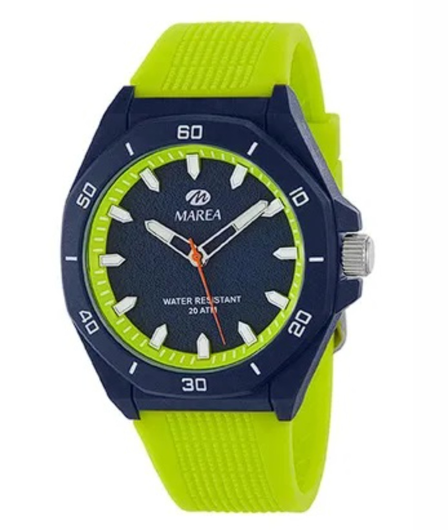 Reloj Marea Sumergible Color Fluor y Azul Hombre 43 mm Silicona B35378/5