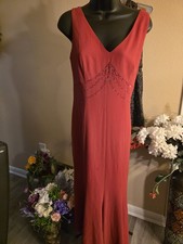 maxi dress red size 10 for women- chiffon polyester fabric - back zipper