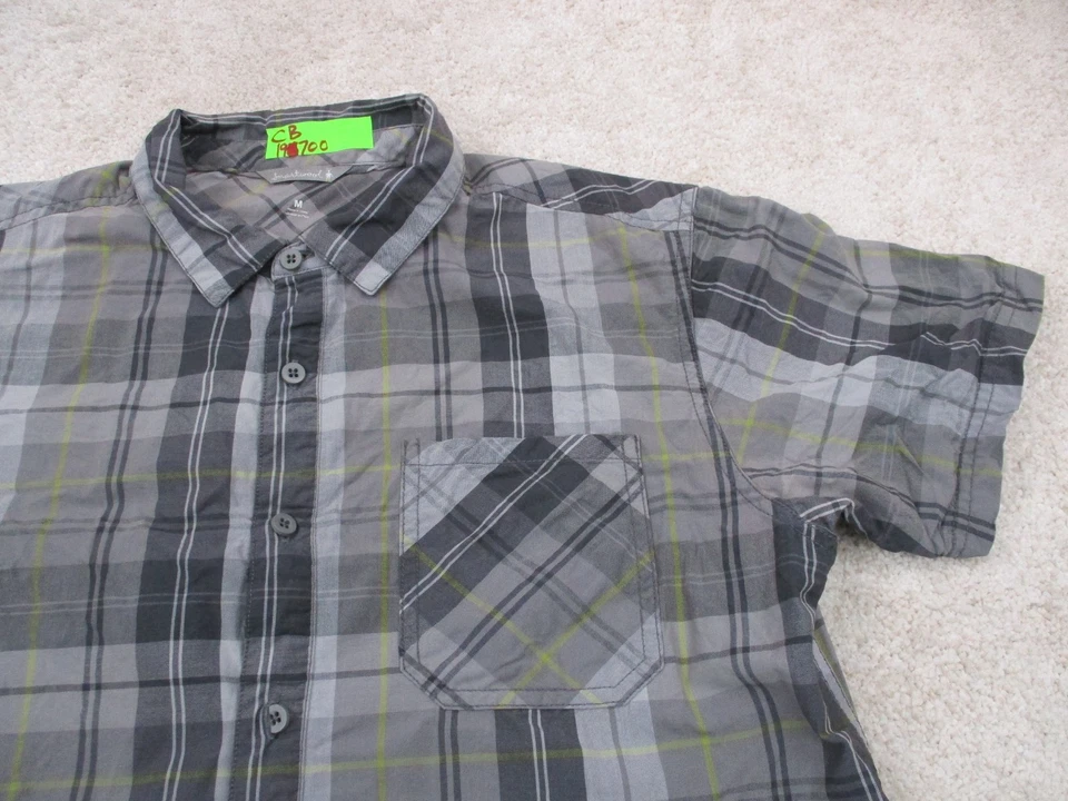 SmartWool Shirt Mens Medium Gray Plaid Merino Wool Blend Short Sleeve Button Up - Image 3 of 4