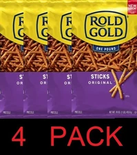 ROLD GOLD Sticks Original Pretzels Snack 16 oz Bag - 4 PACK
