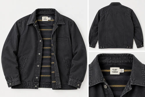Flint and Tinder Flannel Lined Waxed Trucker Jacket Black XXL USA Oilskin video thumbnail
