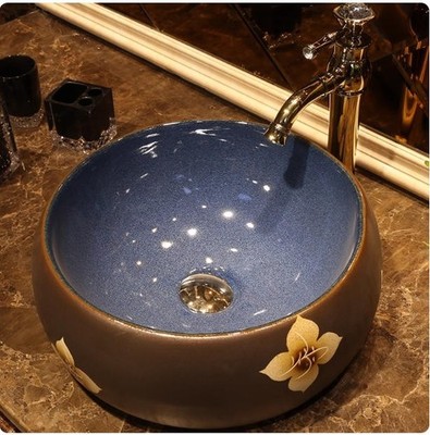 395mm Round Ceramic Washbasin  Cloakroom Porcelain Counter Top Vessel Sink J1811