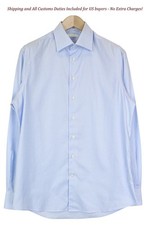 SUITSUPPLY Traveller Men's Shirt 39/15 1/2 Slim Blue Cotton Check Twill