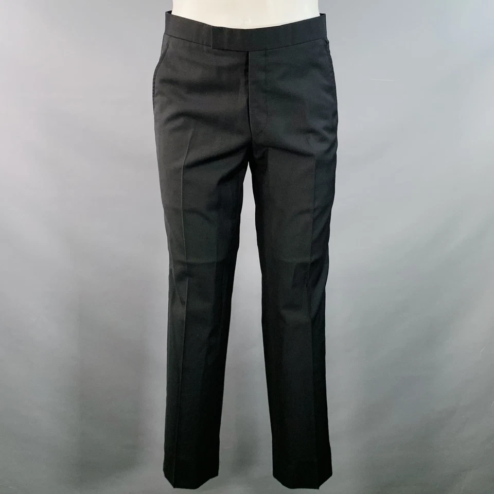 BAND OF OUTSIDERS Size 38 Regular Black Wool Mohair Notch Lapel Suit - Image 4 of 4