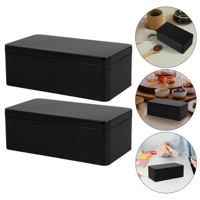 2 Pcs Tinplate Keepsake Box Empty Tins with Lids Decorative Storage Boxes