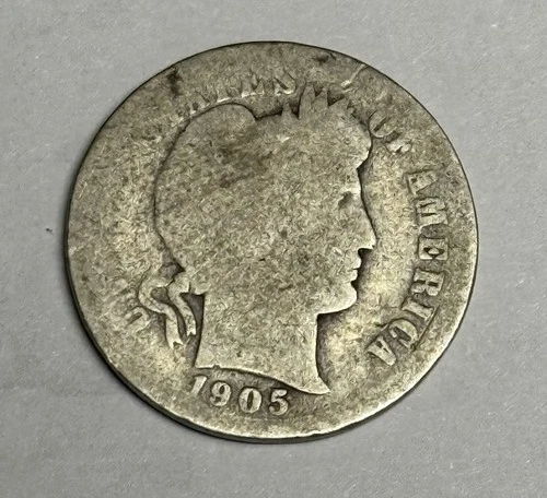 1905 ‘micro O’ Barber Silver Dime, Better Date U.S. 10c Coin
