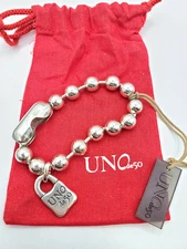 NEW Uno de 50 SNOWFLAKE Bracelet Sterling Silver Plated Beads Size L - 8.75"