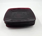 6 Vintage Royal Ruby Red Depression Glass SAUCER Square 5 1/2" Anchor Hocking