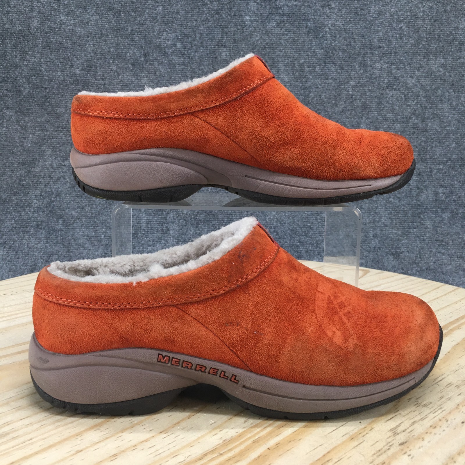 Scarpe Merrell donna 8 Encore Ice casual slip on foderate zoccoli mulo arancione scamosciato