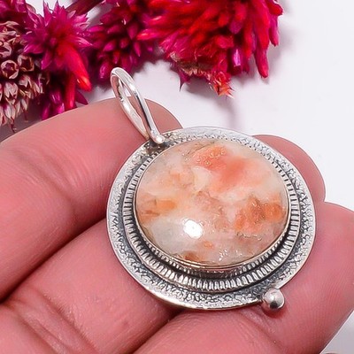Golden'' Sunstone 925 Sterling Silver Pendant 1.56'' Sk50, Christmas Gift
