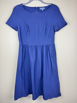 slim fit dress slacks Pilcro and the Letterpress Blue Denim Fit-and-Flare Midi Dress – SilkRoll main image 0