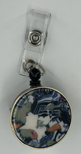Abstract Swirl Print Badge Holder Retractable Cord