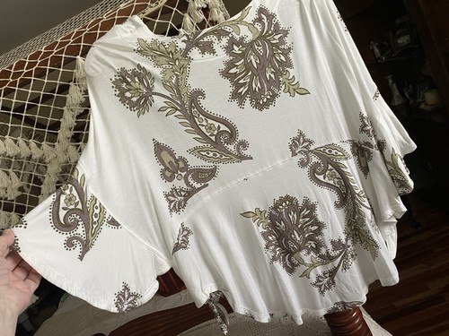Free People Maui Wowie Flowy Floral Boho Blouse Womens Size Small Hippie Summer - Picture 5 of 12