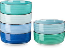 Bonita Cereal Bowls Set of 6, 24 Oz Ceramic Bowls for Kitchen, Dishwasher