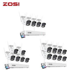 ZOSI 4MP 8CH Wireless CCTV System Color Night Vision 2-Way Audio Waterproof 2TB