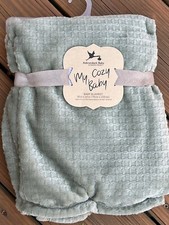 Adirondack My Cozy Baby Blanket Green Squares Textured Lightweight Unisex New