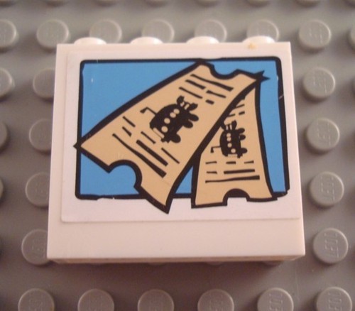 LEGO White 1x4x3 Spongebob Bus Ticket Wall Panel Piece