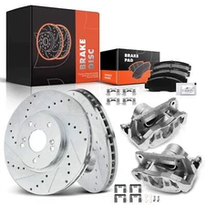 Front Drilled Brake Rotor & Pad+Brake Caliper for Acura CL TL Honda Accord 03-11
