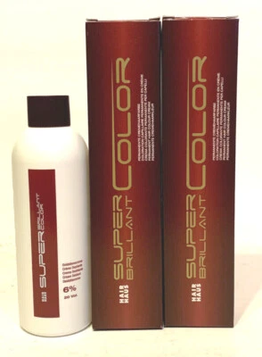 Super Brillant Color Haarfarbe 2x 100ml + 1x SBC Oxidant 6% 200ml Cremehaarfarbe