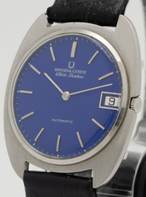 Universal Geneve White Shadow Thin Cushion Case Blue Dial Watch 1