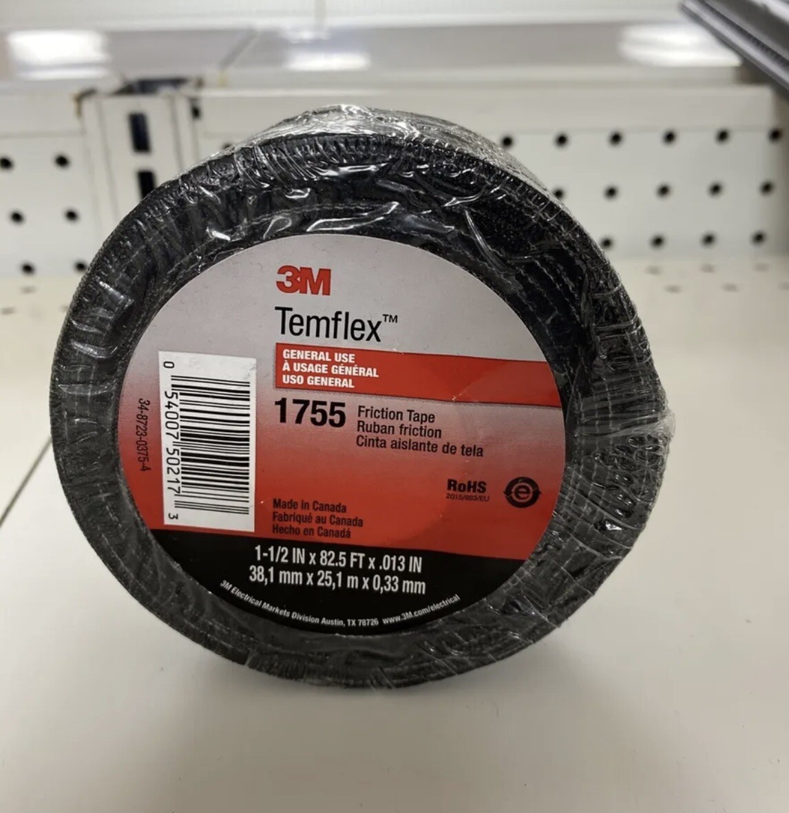 3M Temflex 1 1/2” Wide Black 1755 Electrical Friction Tapes 82 1/2