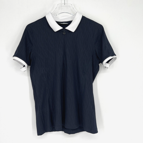 J Lindeberg Top Womens L Izara Polo Quarter Zip Wave Rib Jersey Golf Athleisure