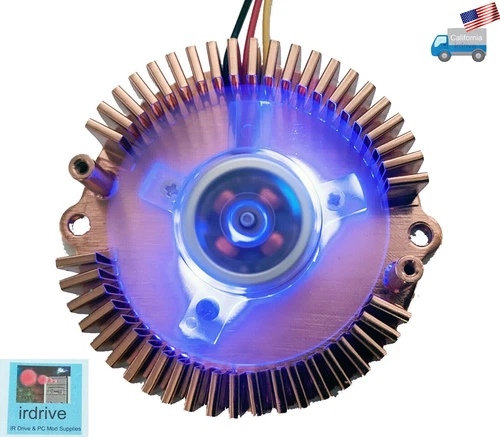 NEW Genuine Titan Blue LED Light Copper VGA Cooling Fan for ATI & NVIDIA Cards