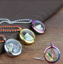 Titanium Steel Glass Waterproof Medicine Box Pill Case Necklace Beads Pendants