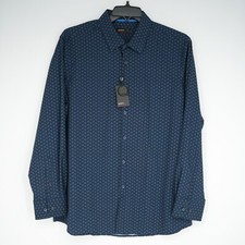 Quieti Performance Long Sleeve Shirt XL Navy Paisley Stretch No-Iron NWT 135